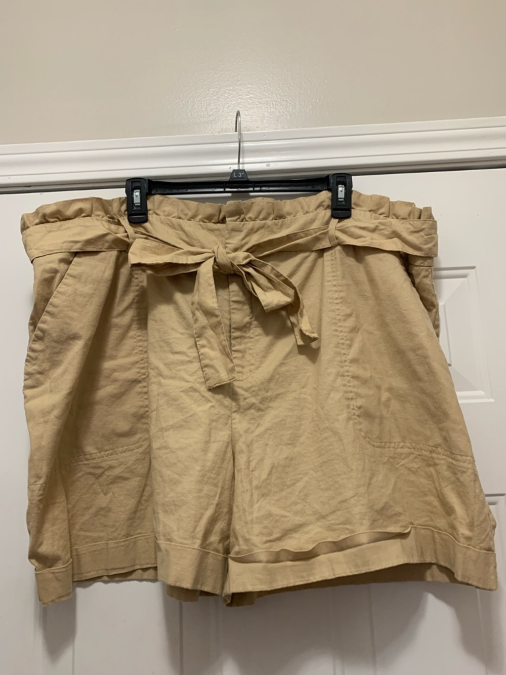 3/$15 Ava & Viv Linen & Cotton Blend High-Waist Paperbag Tie-Front Shorts 26W